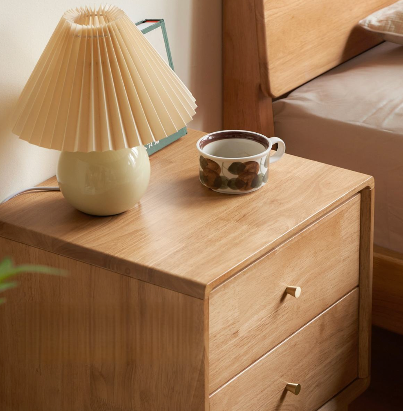 Wood Narrow Bedside Cabinet