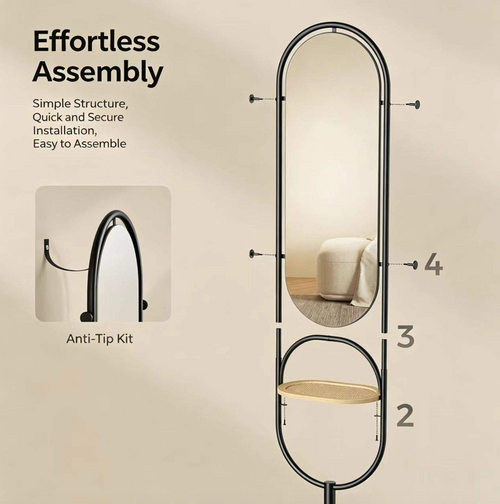 Cream-Style Horizontal Dressing Mirror